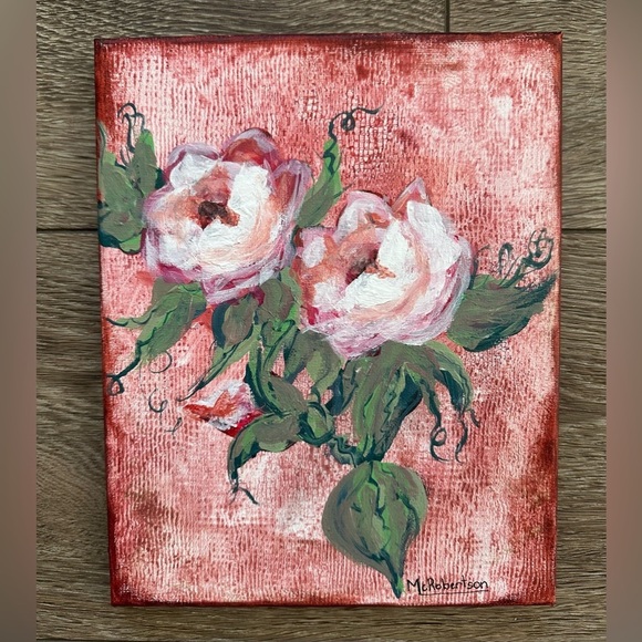 “True Love” ❤️ Original Acrylic Floral Red Rose Painting Art signed 2024 8 x 10” - Picture 1 of 4